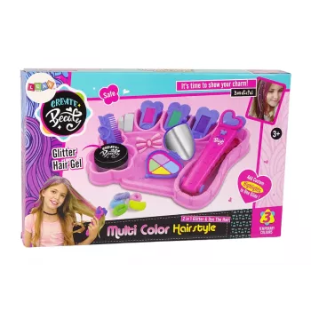 LEAN TOYS Juuste kujundamise komplekt sirgendaja ja värviliste kriitidega kiududele + juukseaksessuaarid
