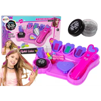 LEAN TOYS Juuste kujundamise komplekt sirgendaja ja värviliste kriitidega kiududele + juukseaksessuaarid
