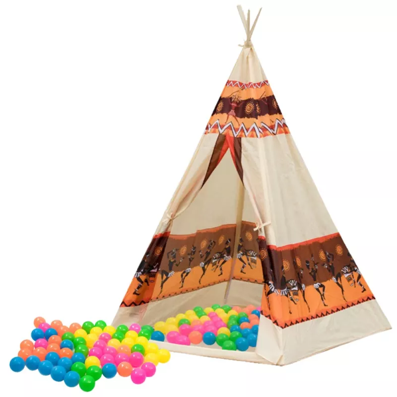 LEAN TOYS Indiaanlaste Tipi Telgi Alus Lastele + 60 Palliga 155 cm