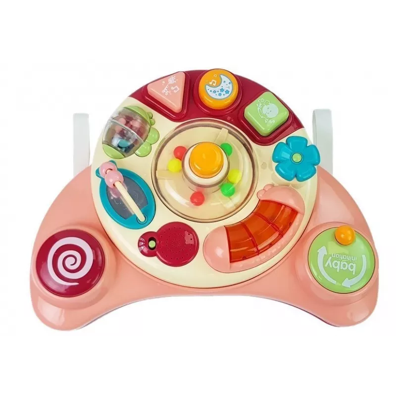 LEAN TOYS Interaktiivne beebipaneel mänguasi Muusika Loomad Roosa