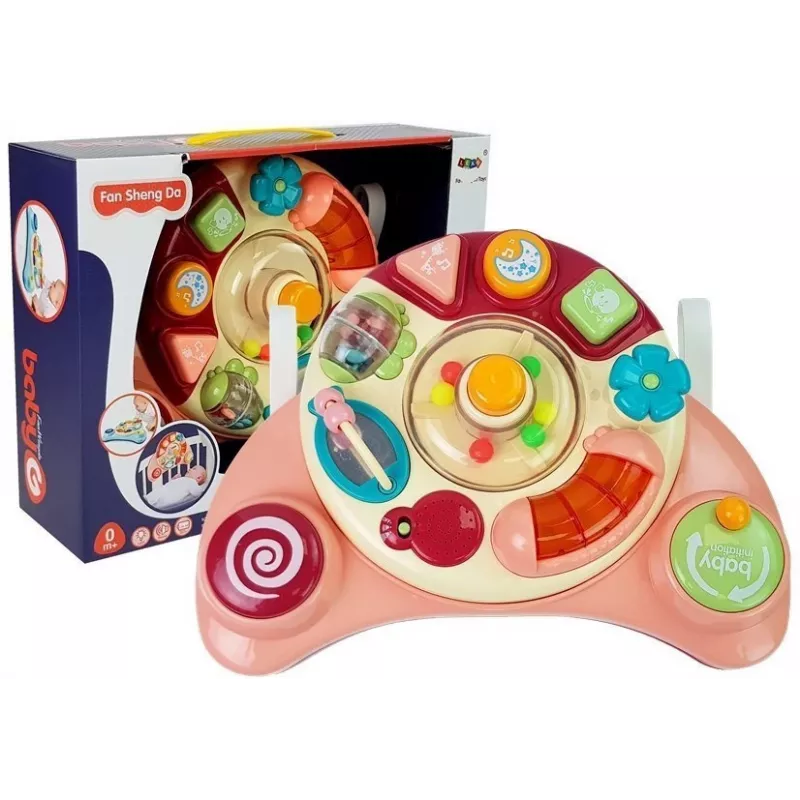 LEAN TOYS Interaktiivne beebipaneel mänguasi Muusika Loomad Roosa