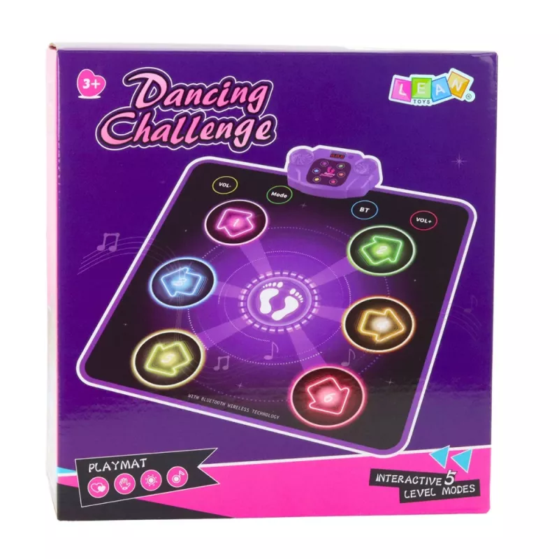 LEAN TOYS interaktiivne tantsumatt lastele Bluetooth 5.0-ga, 5 mängurežiimi ja 3 keelt