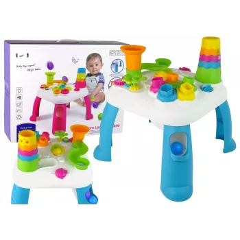 LEAN TOYS Interaktiivne õppelaud pallisorteerija ja liuga sinine
