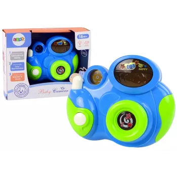 LEAN TOYS Interaktiivne fotokaamera beebile Meloodiad valgusest ja helidest Sinine värv