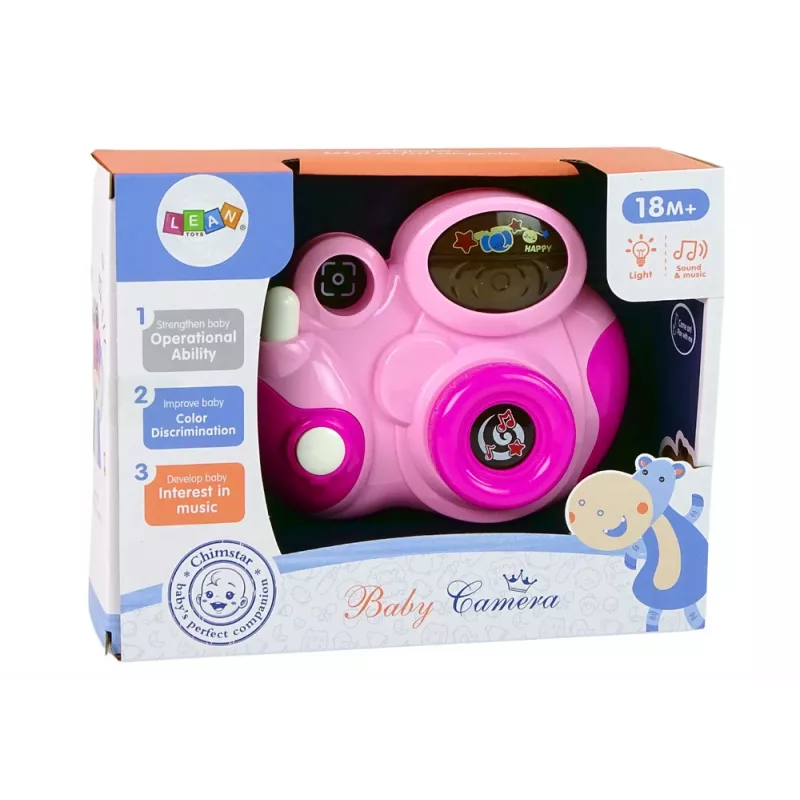 LEAN TOYS Interaktiivne fotokaamera beebile Meloodiad valguse ja helidega Värv Roosa