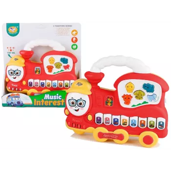 LEAN TOYS Interaktiivne klaverivedur helidega loomad sõidukid meloodiad punane