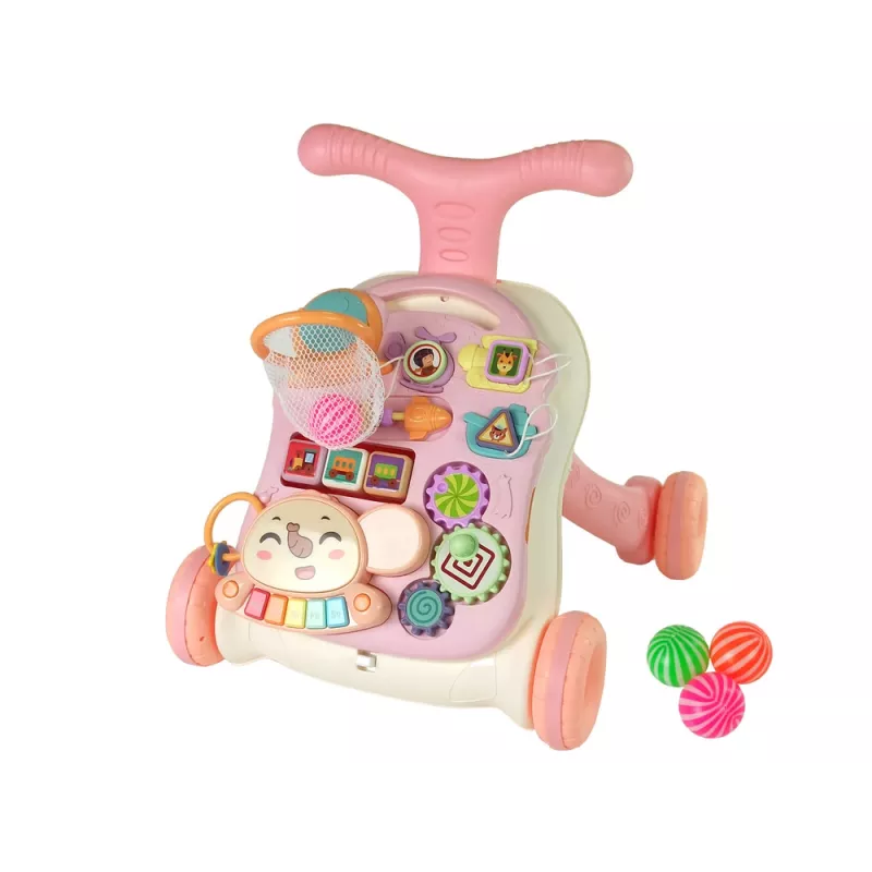 LEAN TOYS Interactive Pusher Walker Table 2in1 Pink