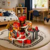 LEAN TOYS Interaktiivne Rada Autode Parkimistöökoda Autopesula – Tuletõrje Mängukomplekt 8 autoga