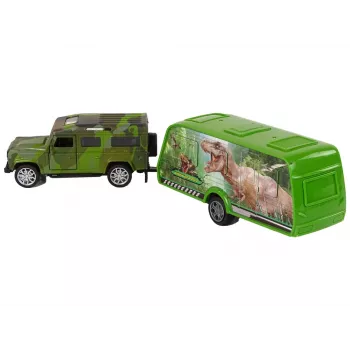 LEAN TOYS Jeep Sõidukikomplekt koos Dinosauruse Haagisega