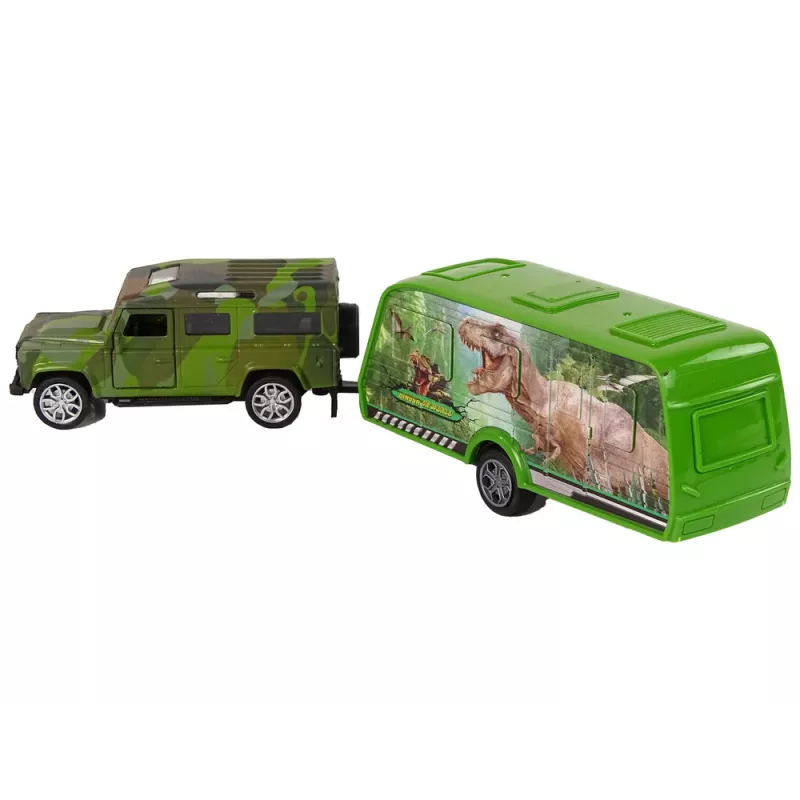 LEAN TOYS Jeep Sõidukikomplekt koos Dinosauruse Haagisega