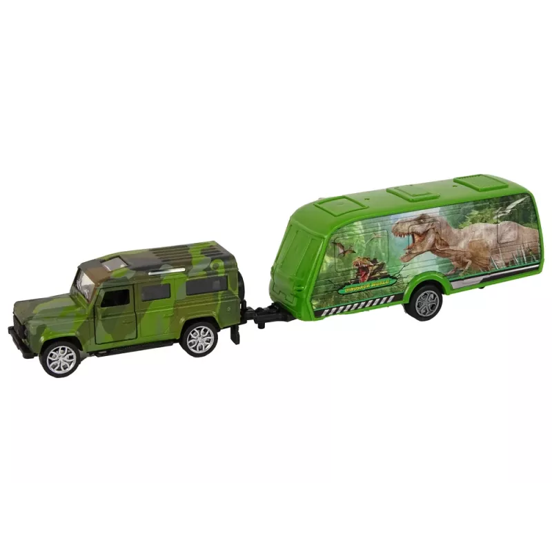 LEAN TOYS Jeep Sõidukikomplekt koos Dinosauruse Haagisega