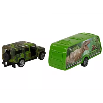 LEAN TOYS Jeep Sõidukikomplekt koos Dinosauruse Haagisega