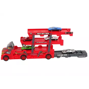 LEAN TOYS Suur 3-korruseline veokihaagis raskeveok koos pikendatava auto stardirambiga