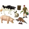 LEAN TOYS Suur taluloomade kujukeste komplekt + talunik ja taluhoone, 10 tükki