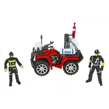 LEAN TOYS Suur tuletõrjekomplekt tuletõrjeauto kujundite ja kiivriga lastele