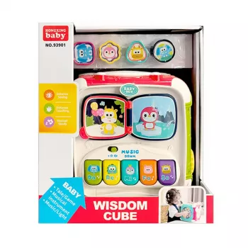 LEAN TOYS Large Multifunctional Educational Cube Piano Sorter Drum – Interactive 6-Sided Activity Toy with Lights, Sounds, Bead Maze, and Shape Sorter