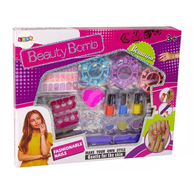 LEAN TOYS Suur küünelakikomplekt küünelakkide, kleebiste ja eraldajatega