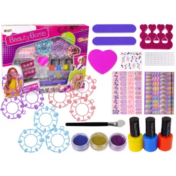 LEAN TOYS Suur küünelakikomplekt küünelakkide, kleebiste ja eraldajatega