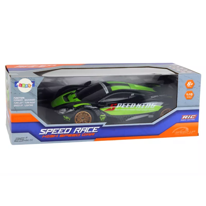 LEAN TOYS Suur Kaugjuhitav Sportauto 1:10 Roheline ja Must