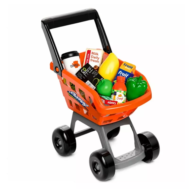 LEAN TOYS Suur supermarketi kassa- ja ostukorvikomplekt - 60 osa heli- ja valgusefektide ning tarvikutega, rollimängumänguasi lastele alates 3. eluaastast