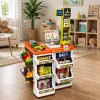 LEAN TOYS Suur supermarketi kassa- ja ostukorvikomplekt - 60 osa heli- ja valgusefektide ning tarvikutega, rollimängumänguasi lastele alates 3. eluaastast