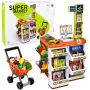 LEAN TOYS Suur supermarketi kassa- ja ostukorvikomplekt - 60 osa heli- ja valgusefektide ning tarvikutega, rollimängumänguasi lastele alates 3. eluaastast