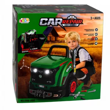 LEAN TOYS Little Handyman'i lahtivõetav traktor helide, tulede ja auruga