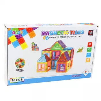 LEAN TOYS Magnetilised ehitusklotsid, 70 tk – Hariduslik STEM ehitusmänguasi tugevate neodüümmagnetitega, mitmevärviline ABS-plast, ohutu ja vastupidav lastele alates 3. eluaastast
