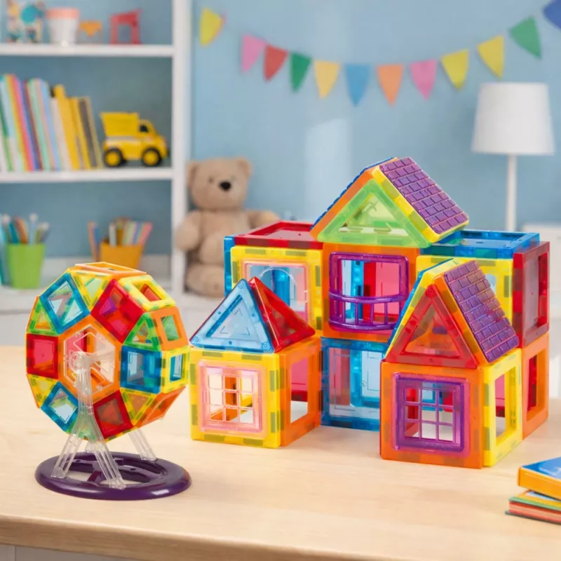 LEAN TOYS Magnetilised ehitusklotsid, 70 tk – Hariduslik STEM ehitusmänguasi tugevate neodüümmagnetitega, mitmevärviline ABS-plast, ohutu ja vastupidav lastele alates 3. eluaastast