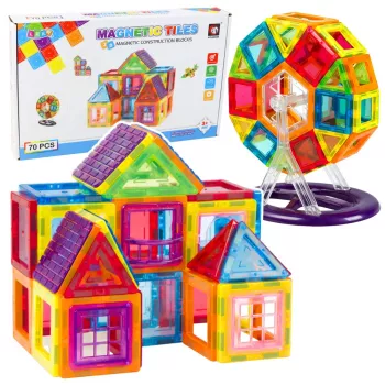 LEAN TOYS Magnetilised ehitusklotsid, 70 tk – Hariduslik STEM ehitusmänguasi tugevate neodüümmagnetitega, mitmevärviline ABS-plast, ohutu ja vastupidav lastele alates 3. eluaastast