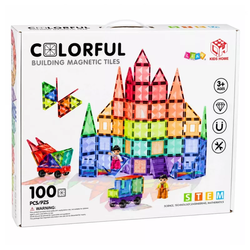 LEAN TOYS magnetilised ehitusklotsid 3D paneelid loov STEM värviline 100 tk