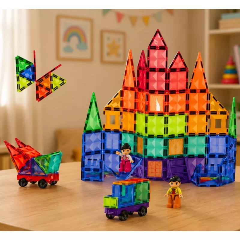LEAN TOYS magnetilised ehitusklotsid 3D paneelid loov STEM värviline 100 tk