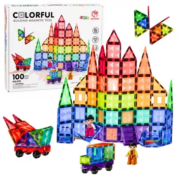 LEAN TOYS magnetilised ehitusklotsid 3D paneelid loov STEM värviline 100 tk