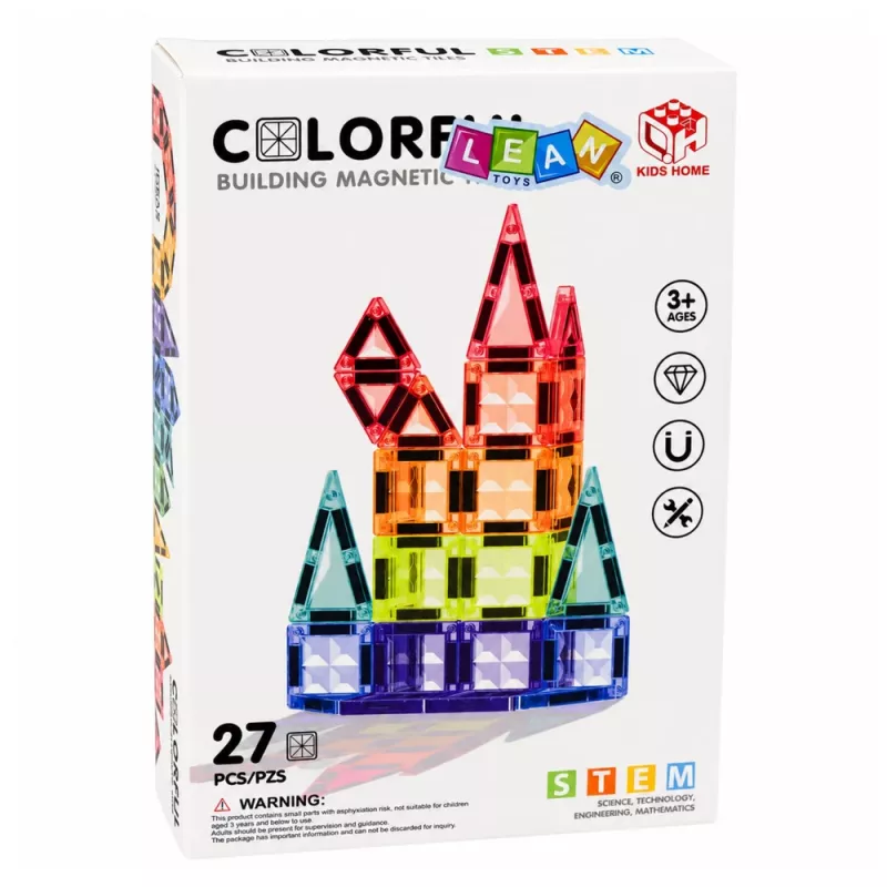 LEAN TOYS magnetilised ehitusklotsid 3D paneelid loov STEM värviline 27 tk