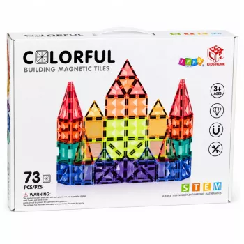 LEAN TOYS magnetilised ehitusklotsid 3D paneelid loominguline STEM värviline 73 tk
