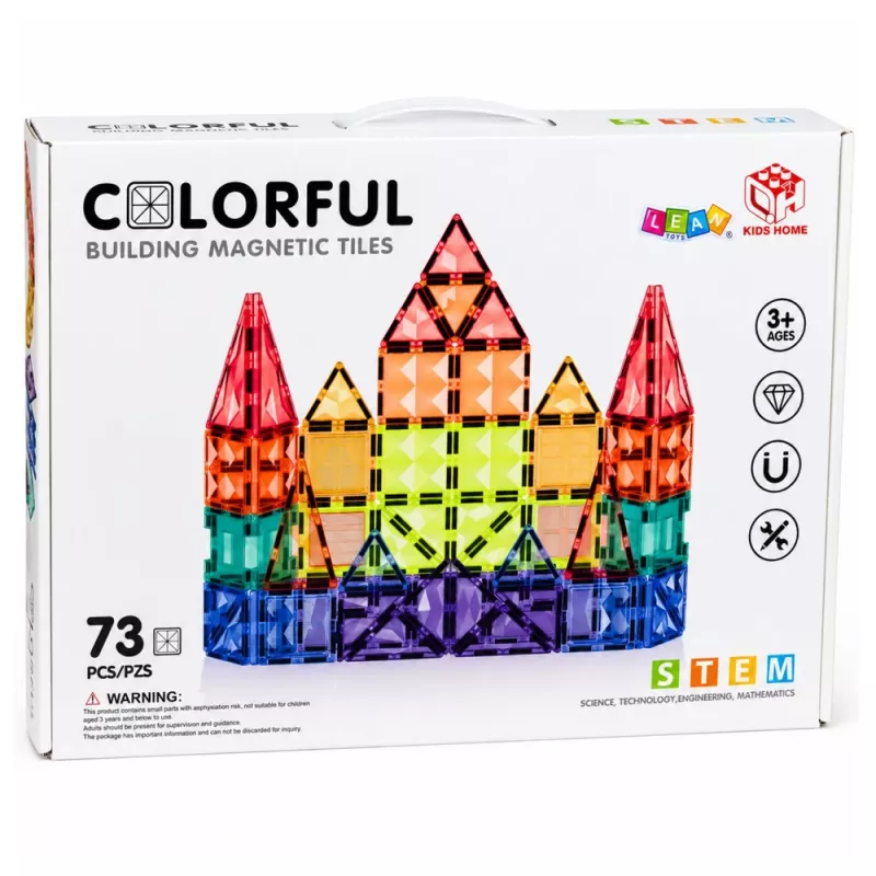 LEAN TOYS magnetilised ehitusklotsid 3D paneelid loominguline STEM värviline 73 tk