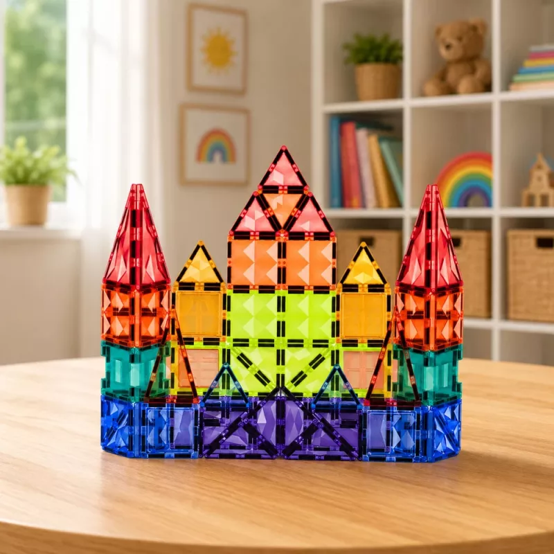 LEAN TOYS magnetilised ehitusklotsid 3D paneelid loominguline STEM värviline 73 tk