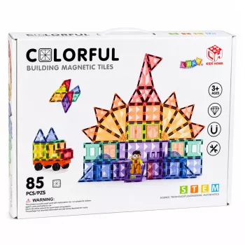 LEAN TOYS Magnetilised ehitusklotsid 3D paneelid Loov STEM Värvilised 85 tk.