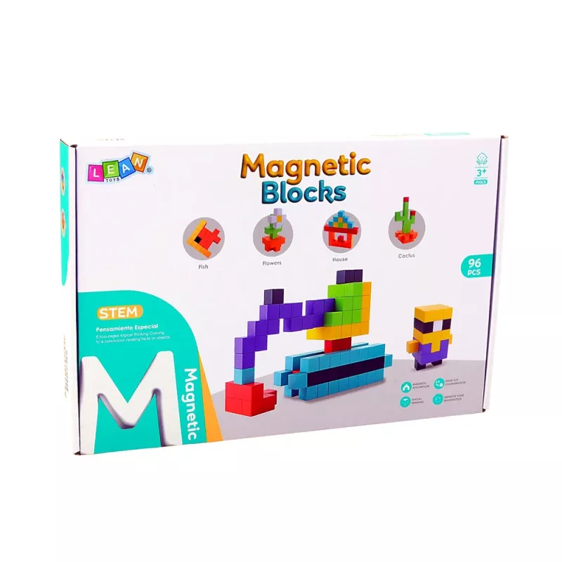 LEAN TOYS magnetilised ehitusklotsid kuubikud 3D klotsid värvilised 96 tk