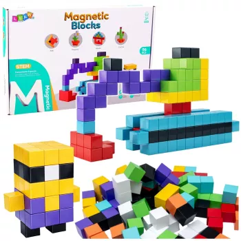 LEAN TOYS magnetilised ehitusklotsid kuubikud 3D klotsid värvilised 96 tk