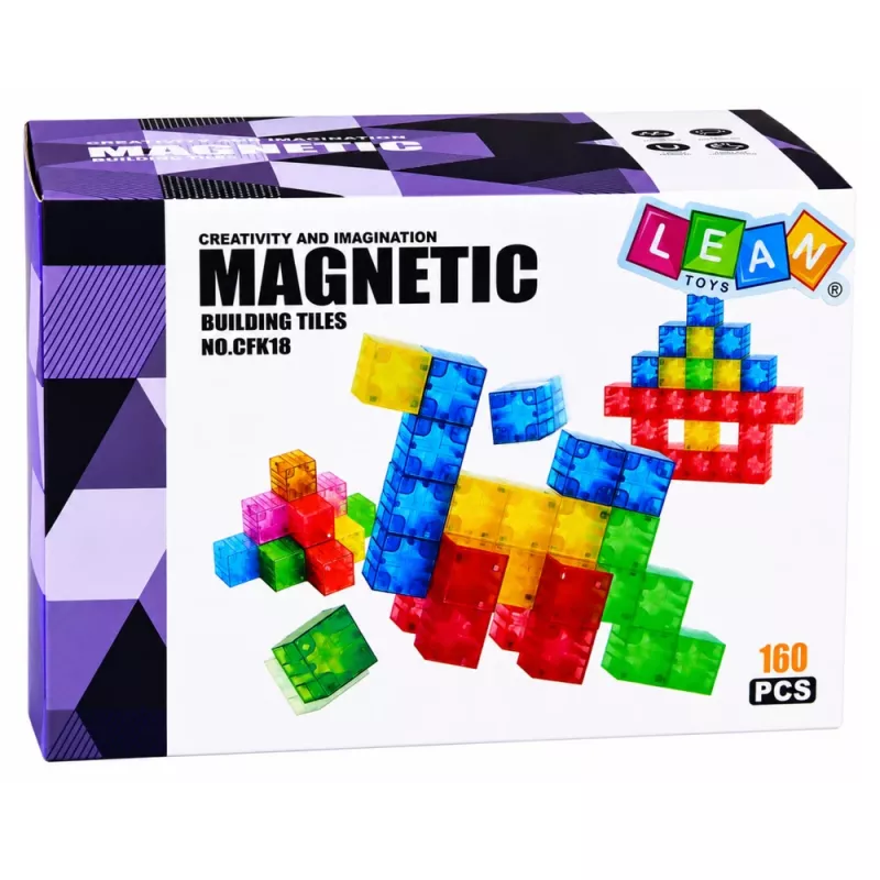 LEAN TOYS Magnetilised ehituskuubikud Värvilised 3D kuubikud 160 tk