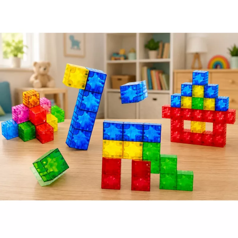 LEAN TOYS Magnetilised ehituskuubikud Värvilised 3D kuubikud 160 tk
