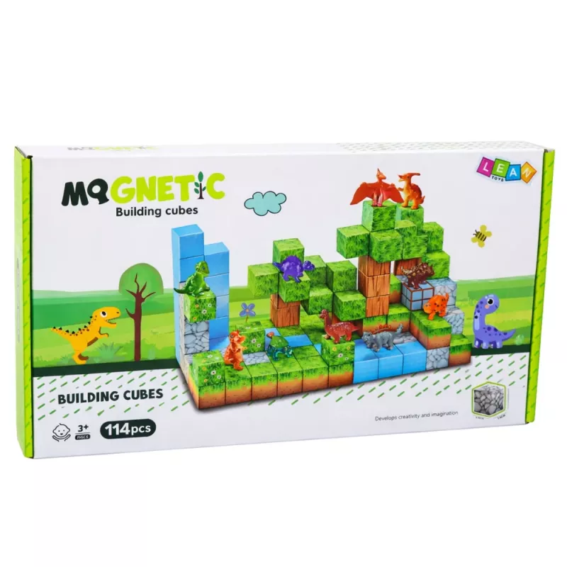 LEAN TOYS Magnetilised Ehitusklotsid Kuubikud Ruut Maailm 3D 114 Tükki