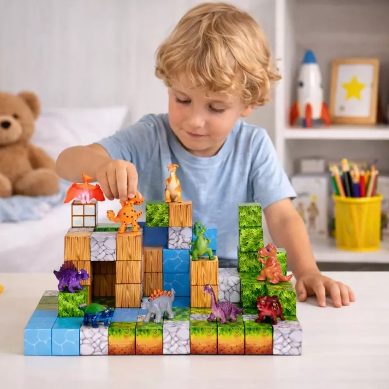 LEAN TOYS Magnetilised Ehitusklotsid Kuubikud Ruut Maailm 3D 114 Tükki