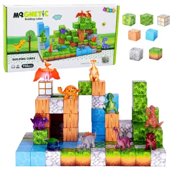 LEAN TOYS Magnetilised Ehitusklotsid Kuubikud Ruut Maailm 3D 114 Tükki