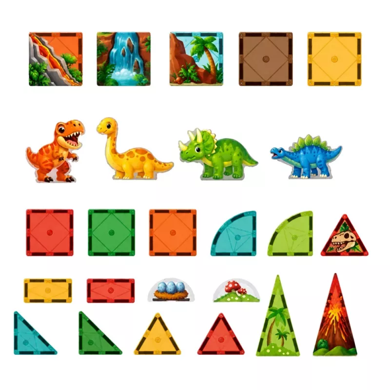 LEAN TOYS Magnetilised ehitusklotsid dinosaurused vulkaan 31 tk