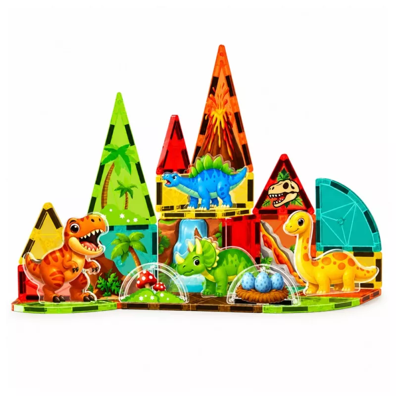 LEAN TOYS Magnetilised ehitusklotsid dinosaurused vulkaan 31 tk