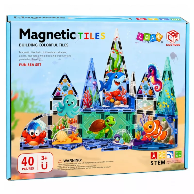 LEAN TOYS Magnetilised ehitusklotsid Mereelukad Ookean 40 tk