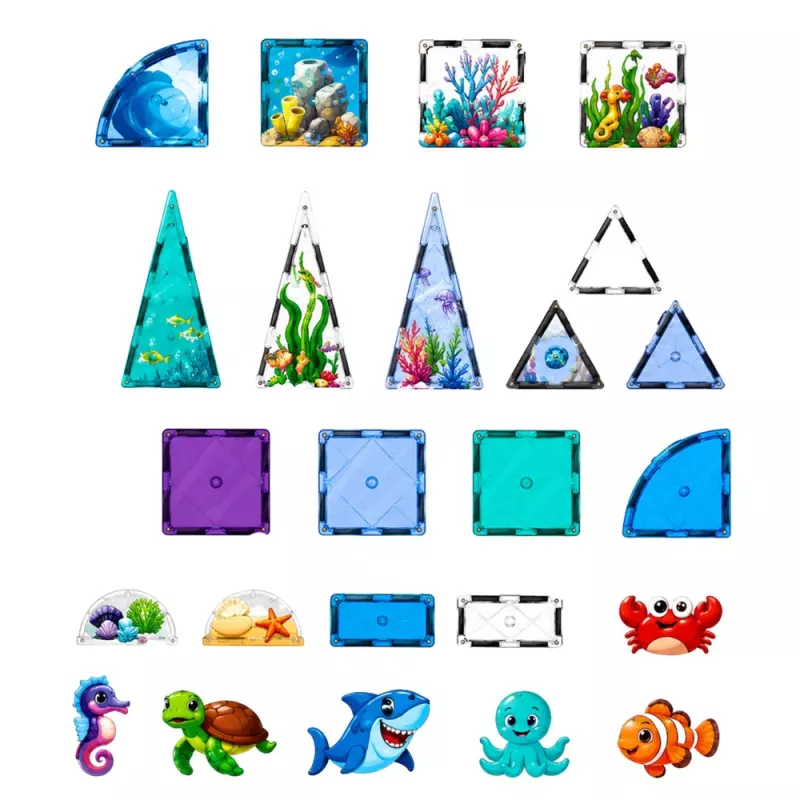 LEAN TOYS Magnetilised ehitusklotsid Mereelukad Ookean 40 tk