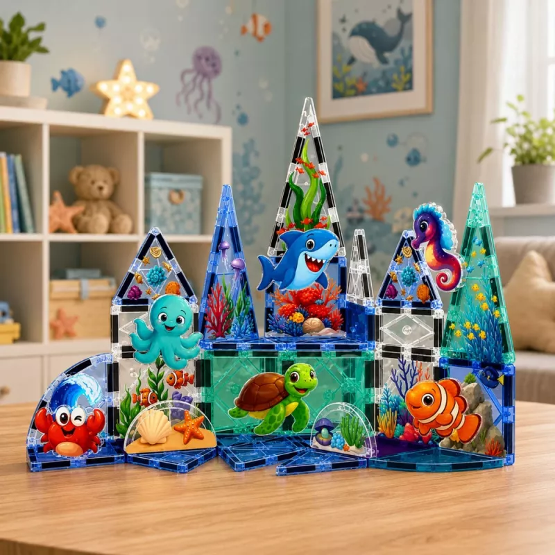 LEAN TOYS Magnetilised ehitusklotsid Mereelukad Ookean 40 tk